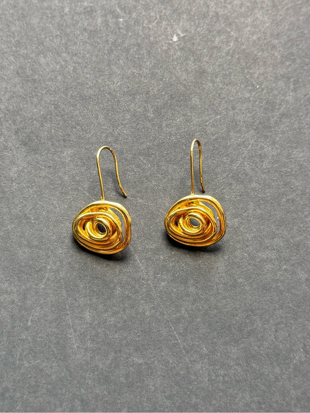 Spiral wired gold earrings